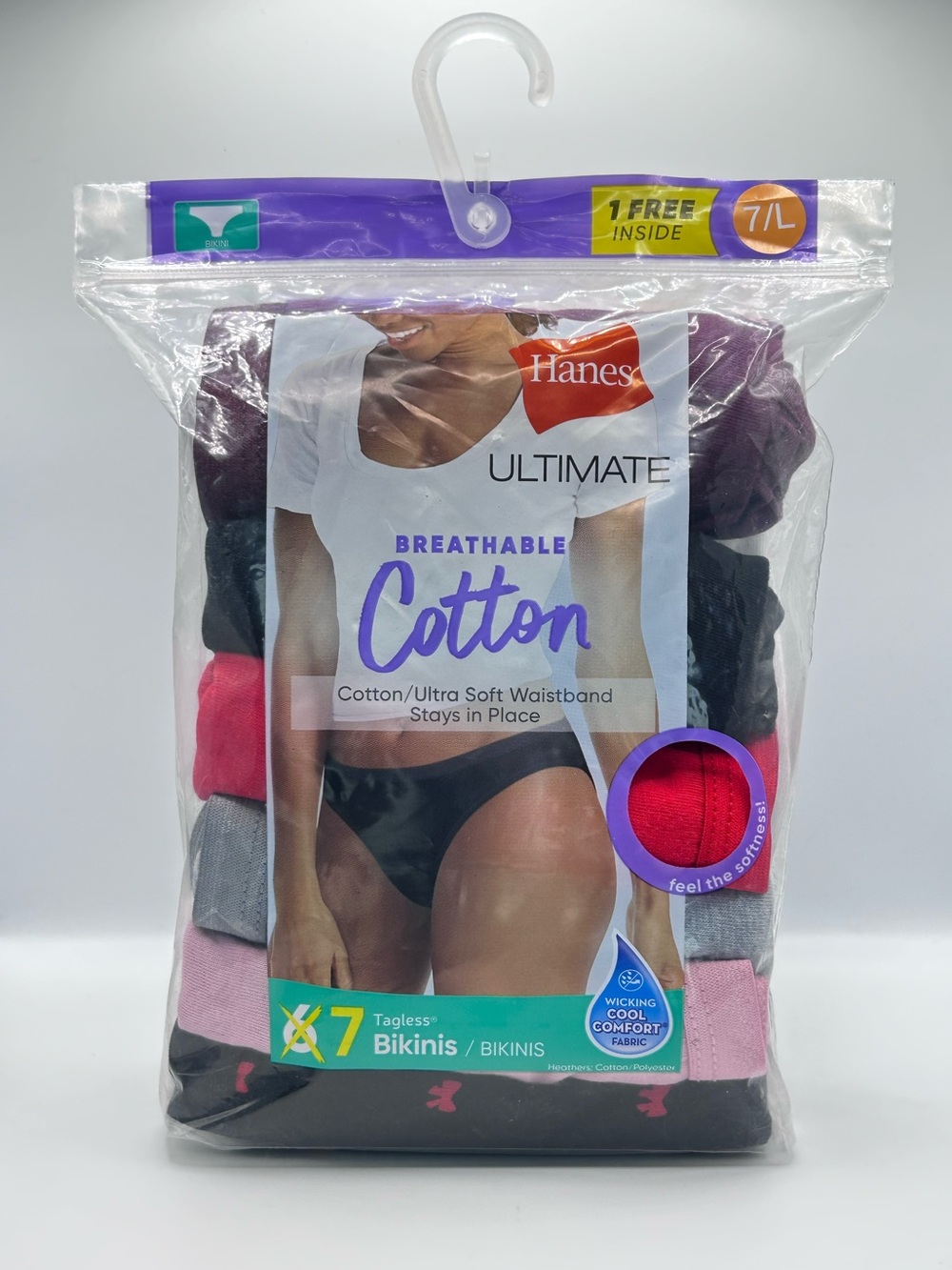 Hanes Ultimate Breathable Cotton Bikini Pack 7-Pack (Size 7/L)